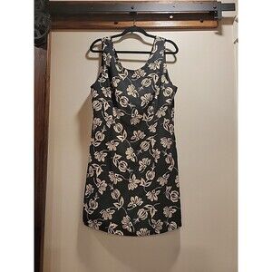 Pineapple Moon Aloha Hawaiian Black Xl Silk Dress Travel Resort Floral Vacation
